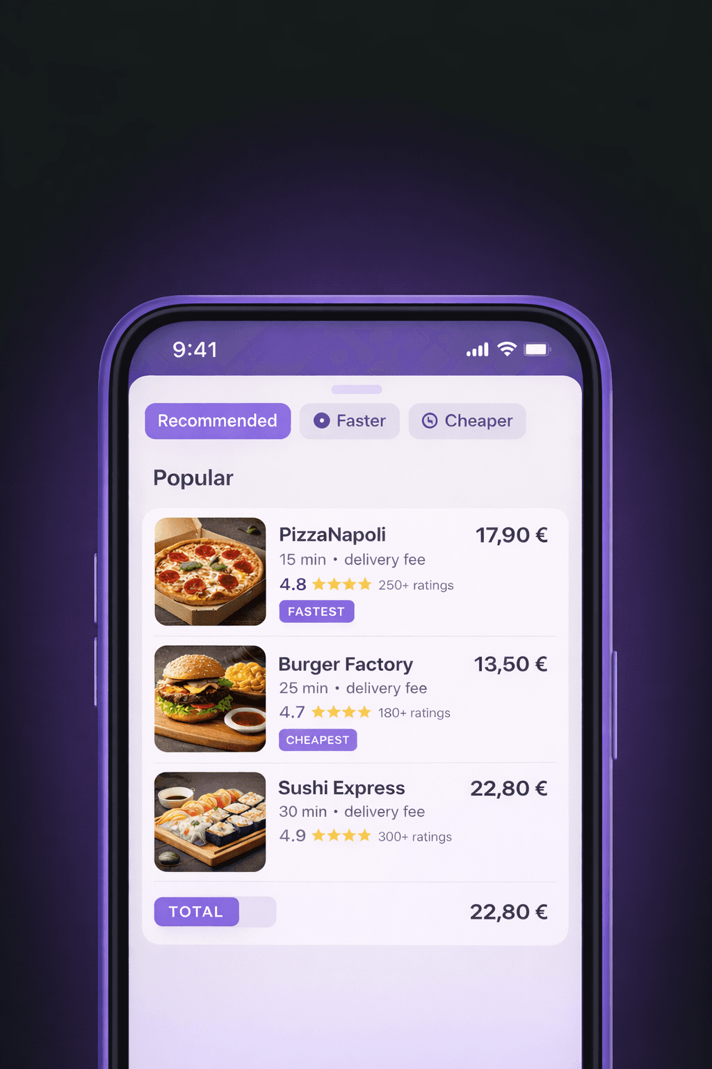 DropDeli food delivery app screen